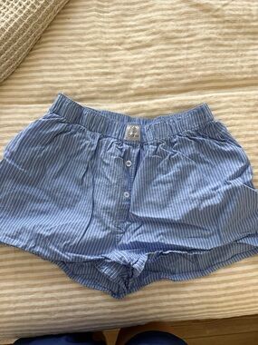 PARKE Blue and White Pinstripe Women’s Shorts